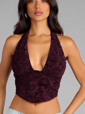 Windsor Large After Dark Lace-Up Halter Top
